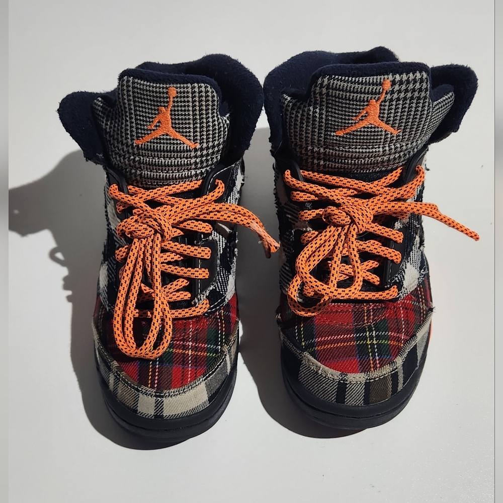 Jordan Air 5 Retro Plaid  Shoes Size - 12C Black/Total Orange